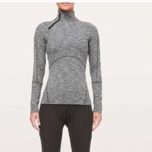 Lululemon Brisk Running 1/2 Zip Coco Pique Black White Size 4
